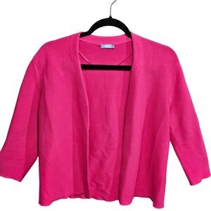 J. McLaughlin Woman's 3/4 Sleeve Open Front Cardigan Sweater Pink Size Large